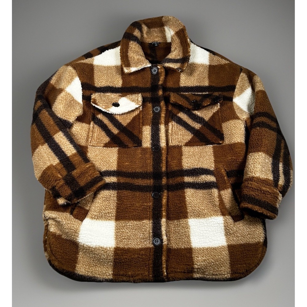 Stoic MTN High Pile Fleece Jacket‎ Women Large Lined Button Up Warm Cozy-EUC